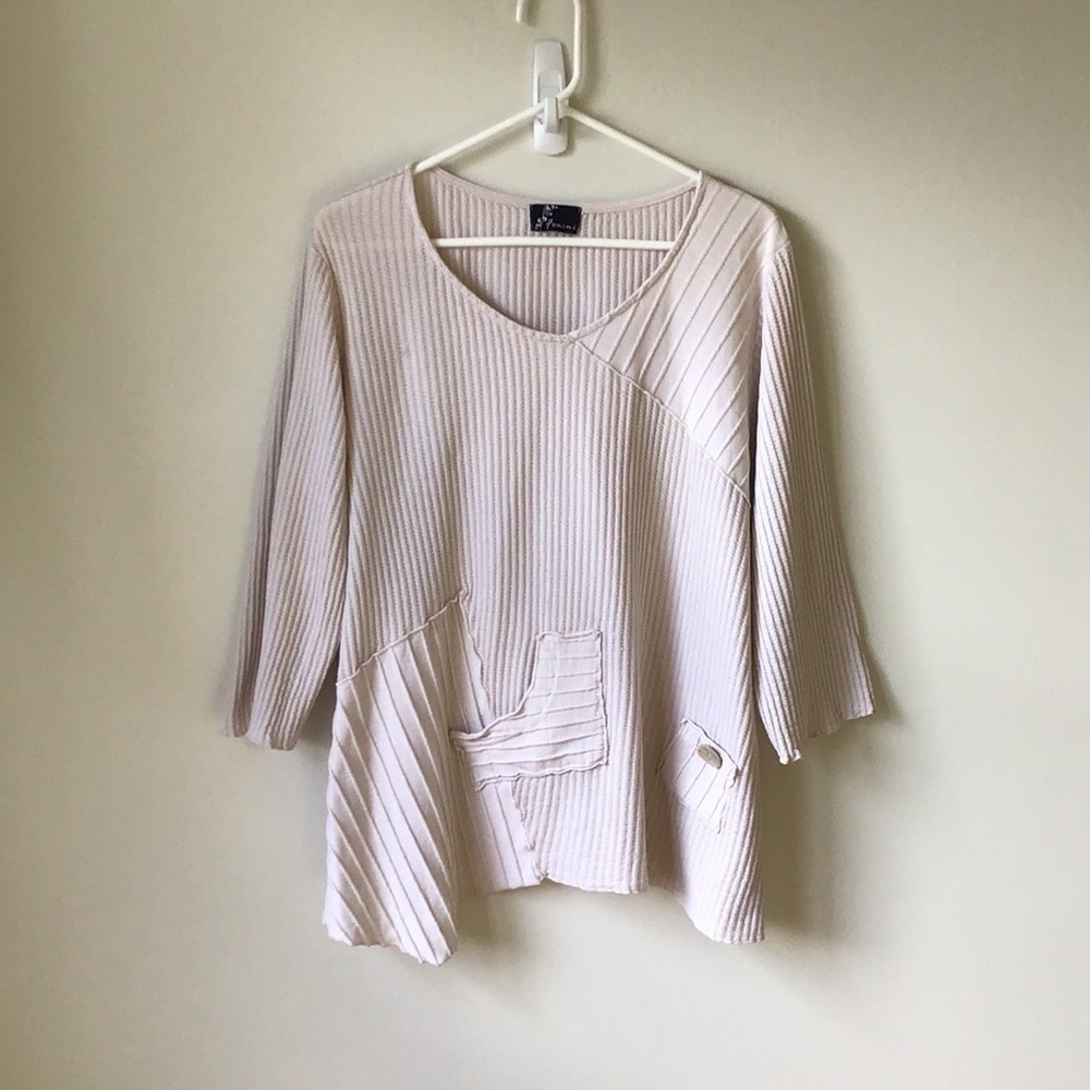 𝅺FENINI Lagenlook thermal knit tunic length top.